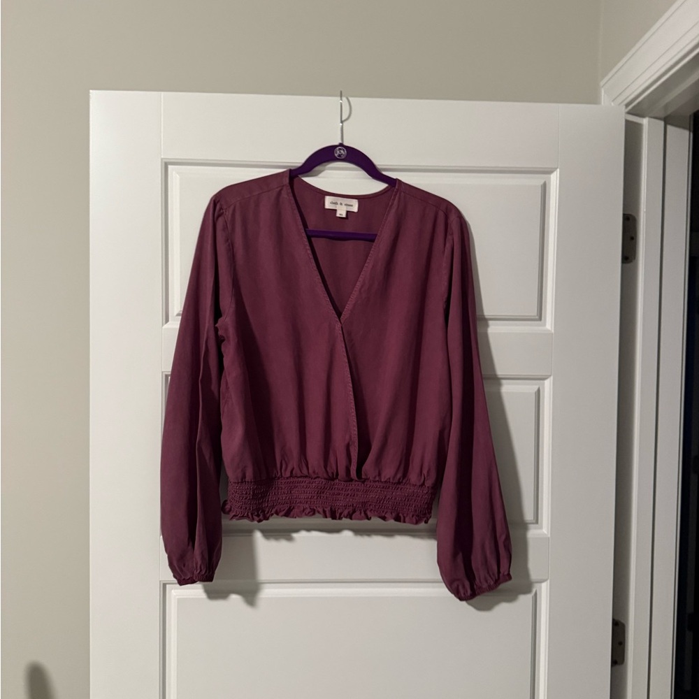 Red Wrap Blouse with Relaxed Fit